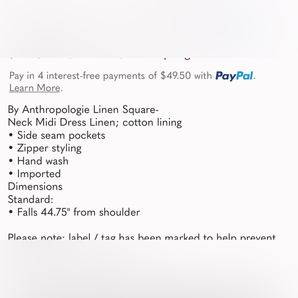 By Anthropologie Linen Square-
Neck Midi Dress - Picture 7 of 7